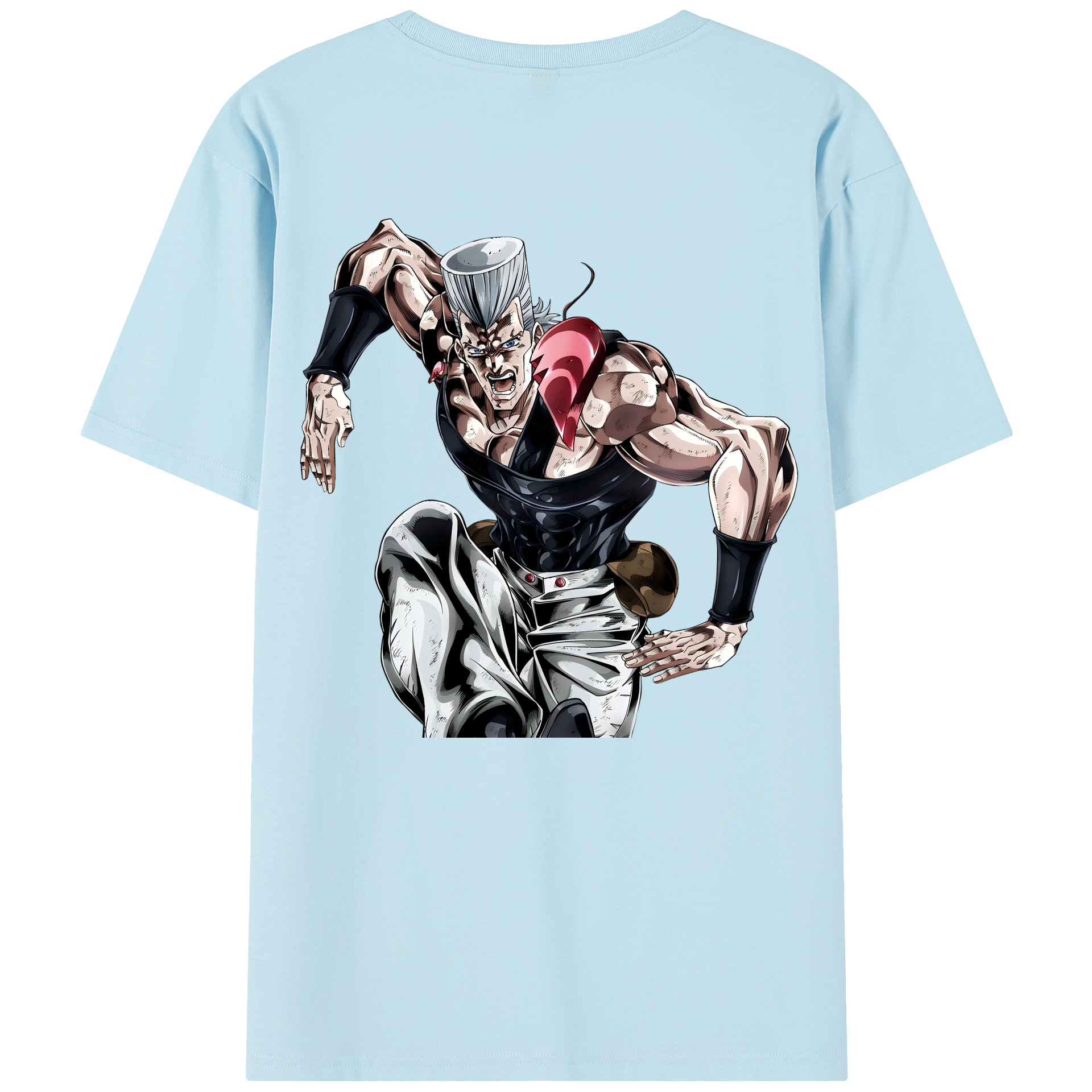 （画像用） ジョジョの奇妙な冒険 ジャン＝ピエール?ポルナレフ JoJo's Bizarre Adventure Jan Pierre Polnareff 綿100％半袖Tシャツ（背面プリント）